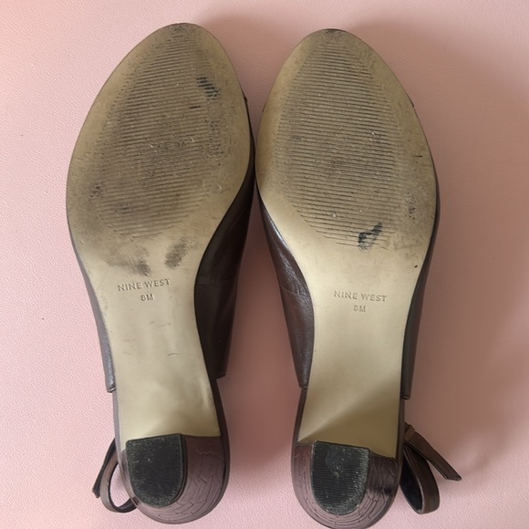 Size 8 Brown Leather Croc Slingbacks - Picture 5 of 8